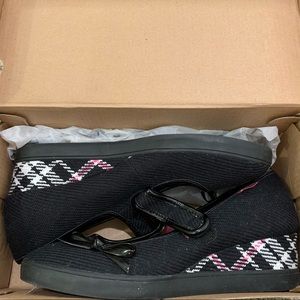 Keds Black Plaid Wedge Mary Jane Shoes Size 4 youth